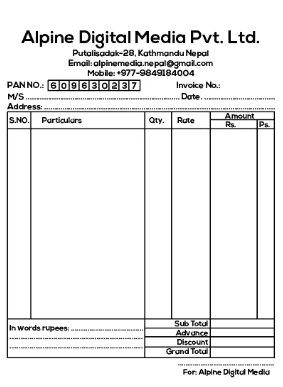 PAN bill for business Format of Pan bill